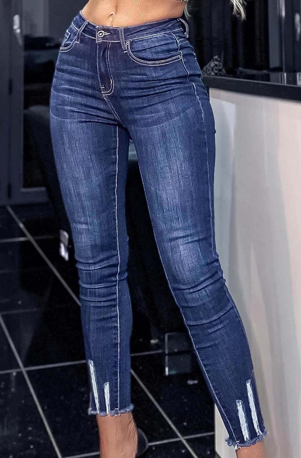 Jean slim tendance bleu moyen intemporelle,extensible