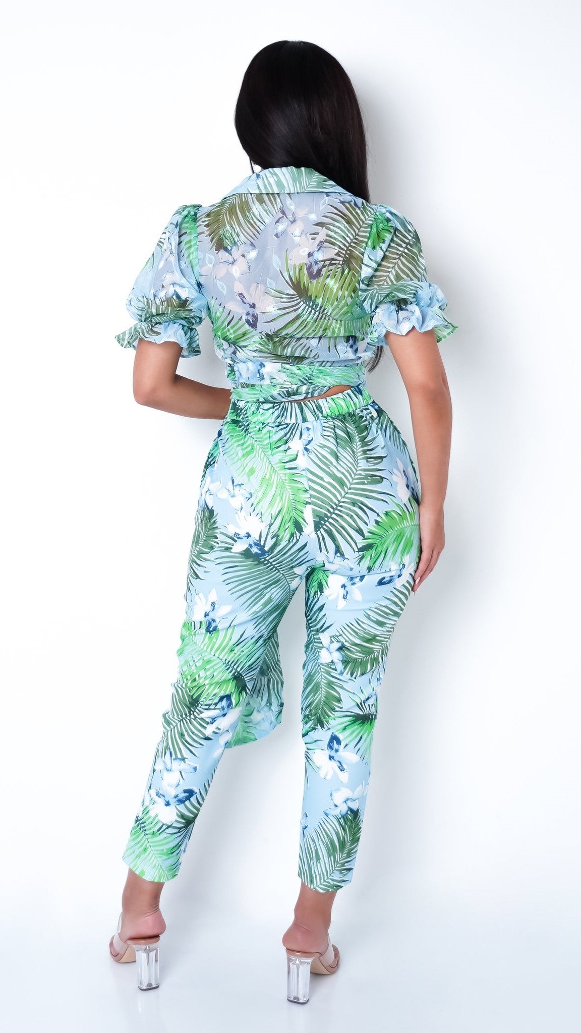 Ensemble deux pièces pour femmes élégant imprimé flora