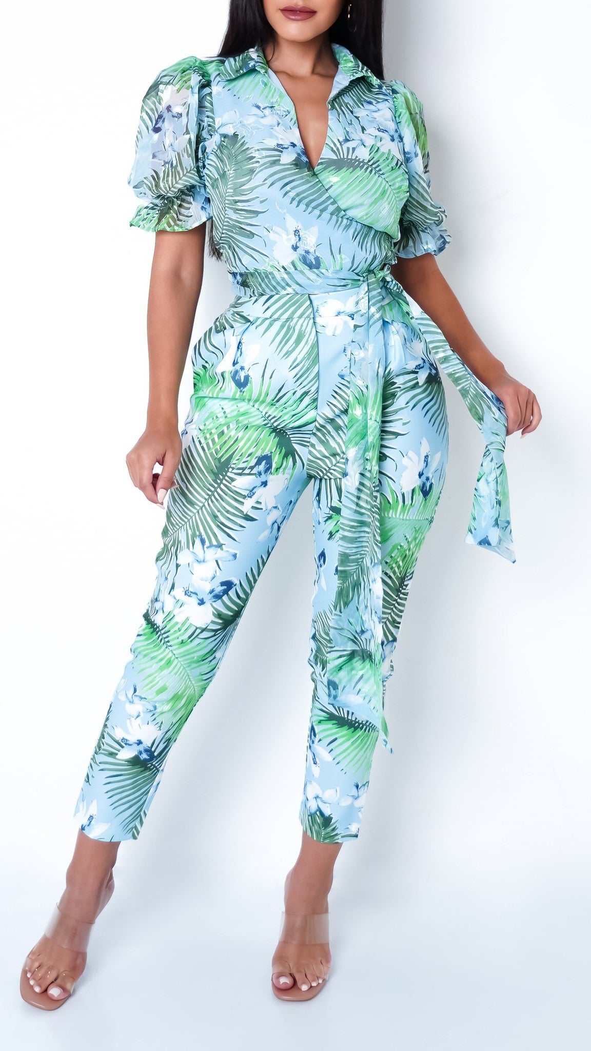 Ensemble deux pièces pour femmes élégant imprimé flora