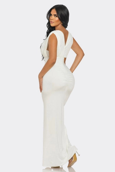 ROBE LONGUE DÉCOUPÉE À LA TAILLE
