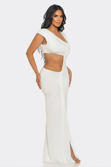 ROBE LONGUE DÉCOUPÉE À LA TAILLE