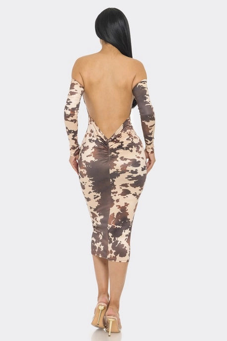 ROBE MIDI À ÉPAULES DÉNUDÉES