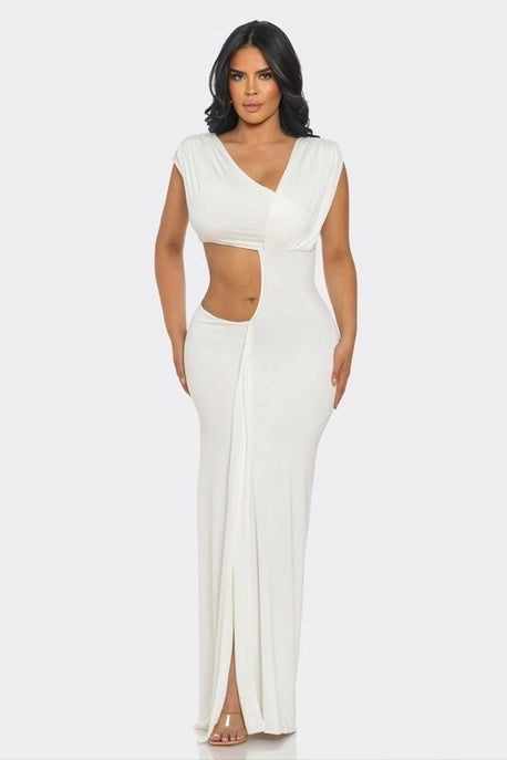 ROBE LONGUE DÉCOUPÉE À LA TAILLE