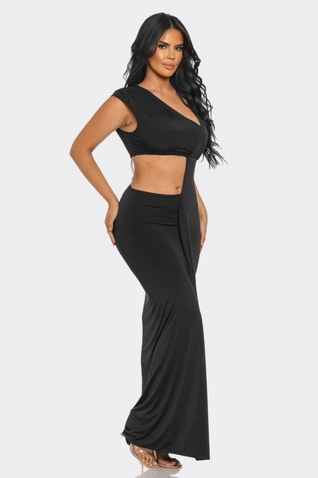 ROBE LONGUE DÉCOUPÉE À LA TAILLE