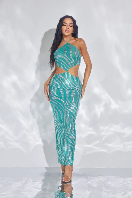 Robe longue à sequins
