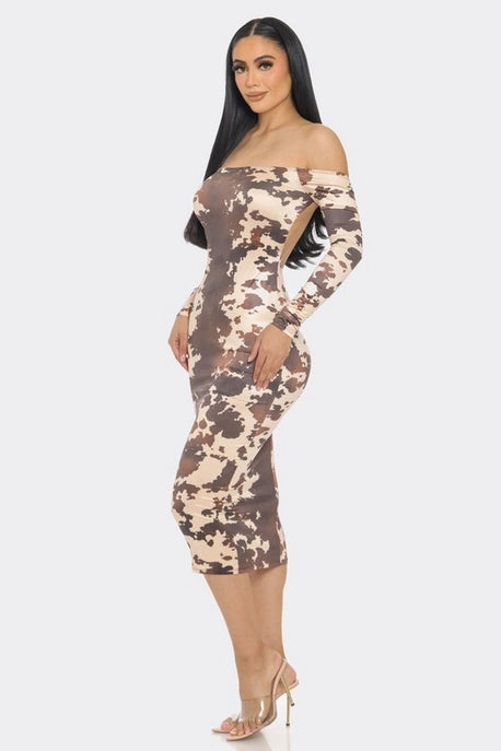 ROBE MIDI À ÉPAULES DÉNUDÉES