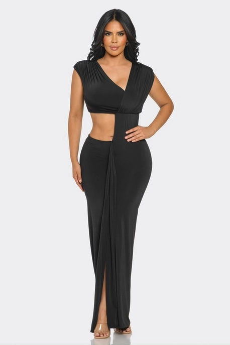 ROBE LONGUE DÉCOUPÉE À LA TAILLE