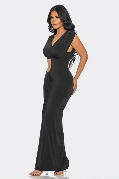 ROBE LONGUE DÉCOUPÉE À LA TAILLE