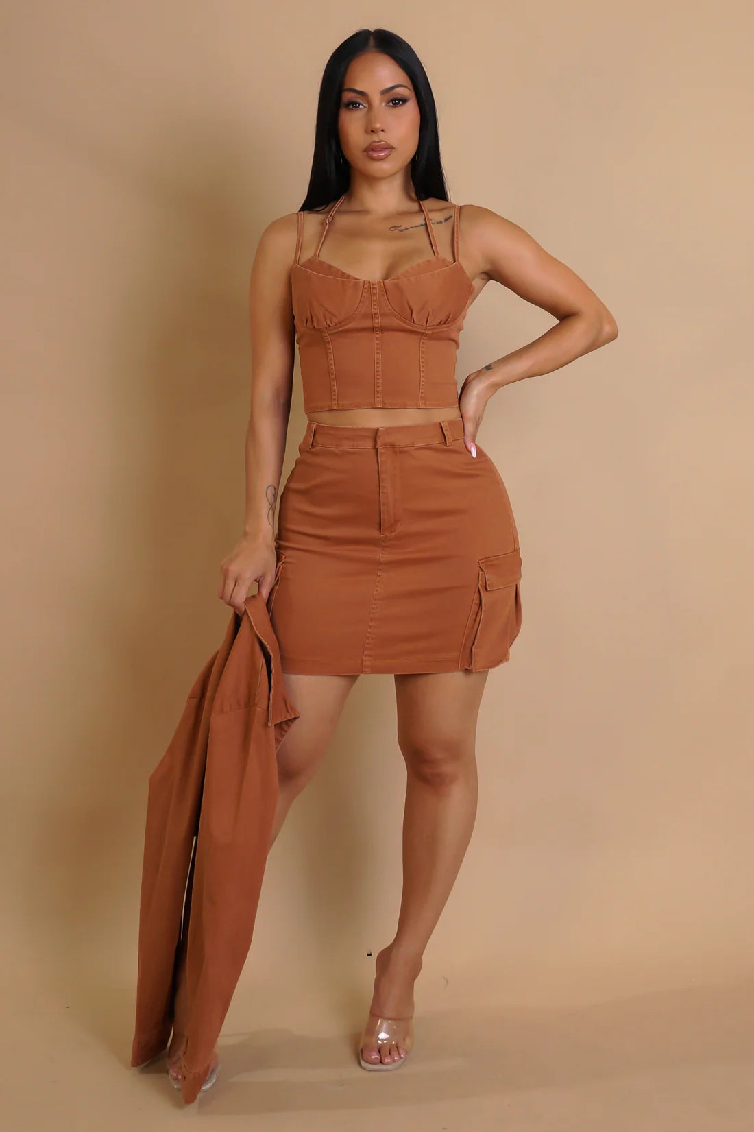 Ensemble 3 pièces « Faites-moi savoir » - Marron