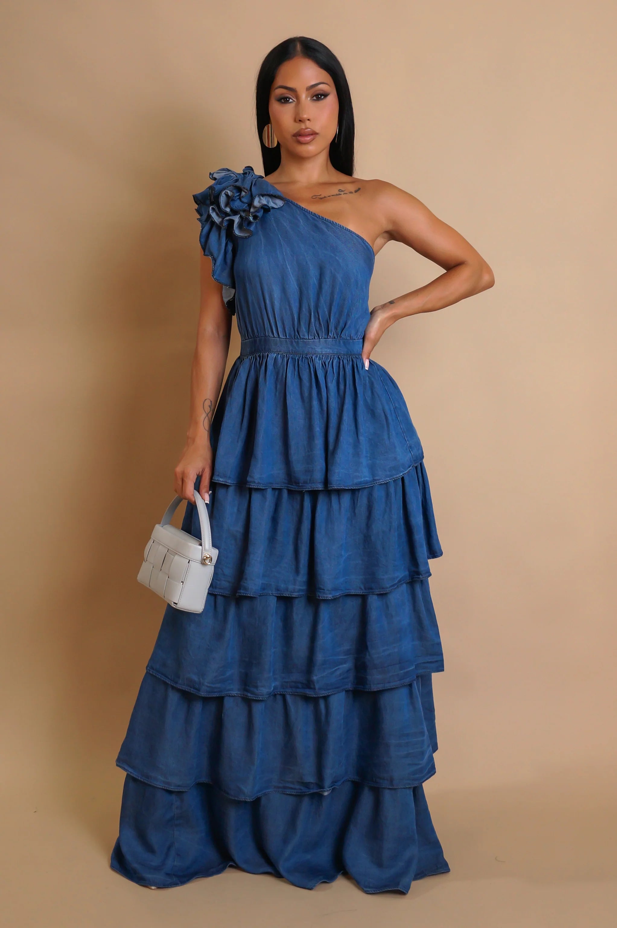 Robe longue « Écoute-moi » - Bleu