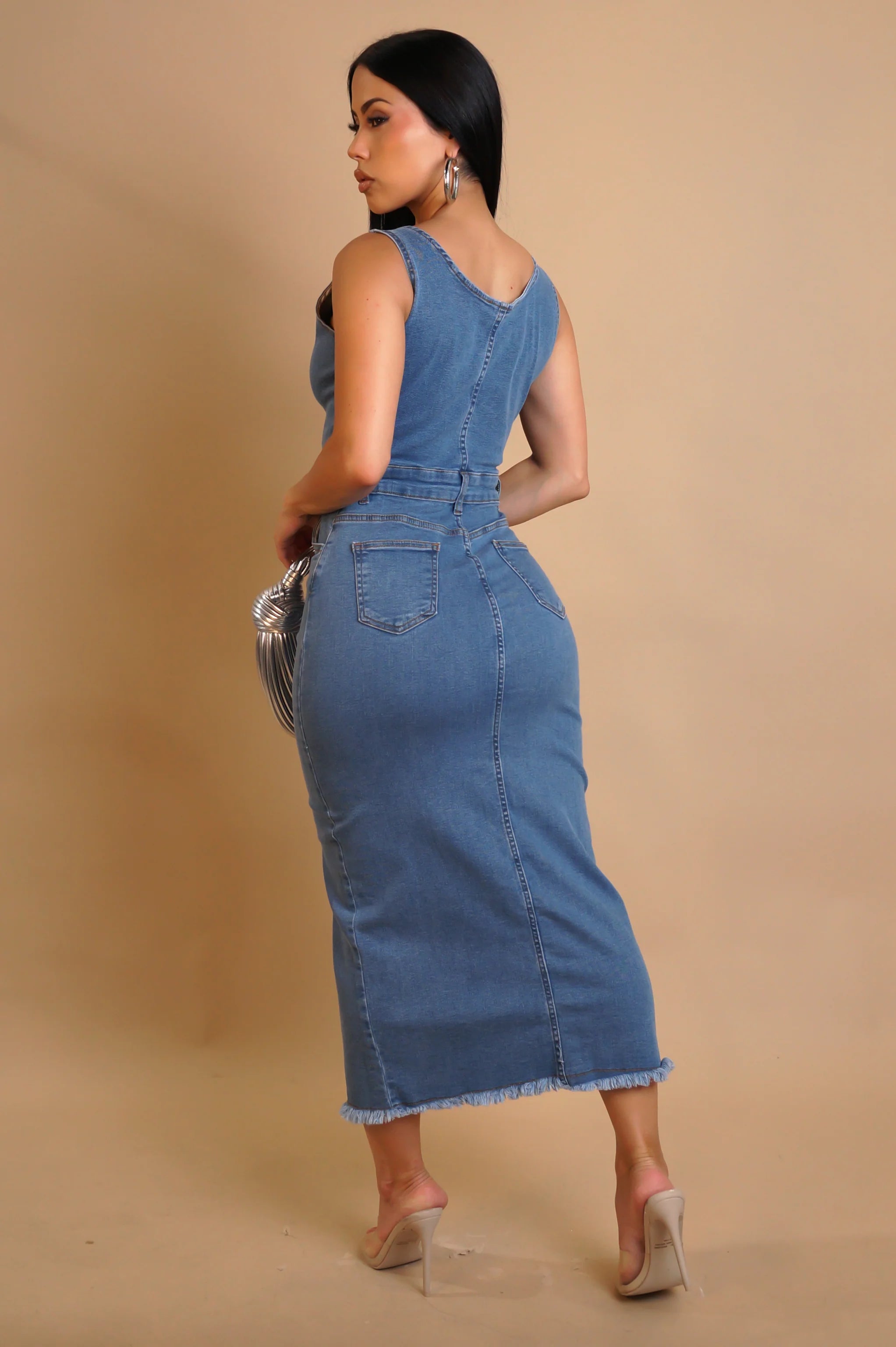 La vraie robe midi en jean