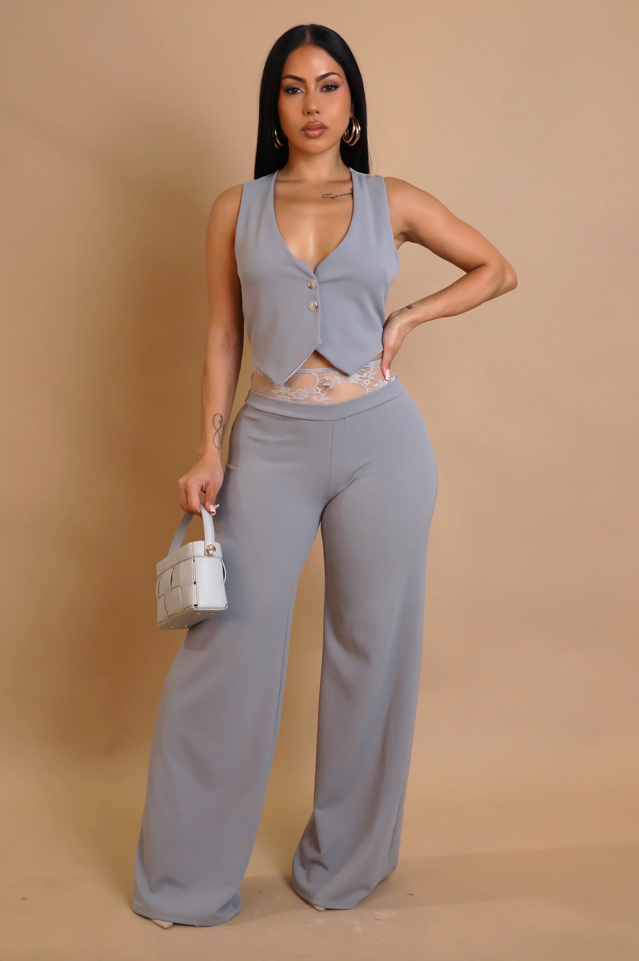 Ensemble pantalon « Closing The Deal » - Marron