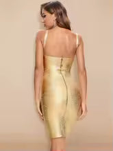 Robe bandage qualité or métallique luxe robe de pansement plongeant