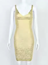 Robe bandage qualité or métallique luxe robe de pansement plongeant