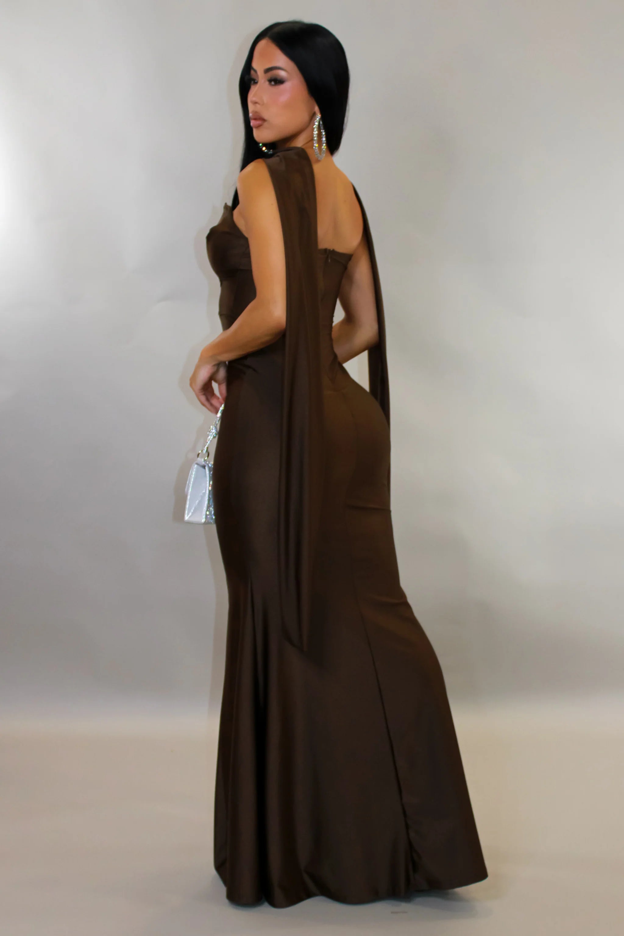 Robe longue de gala - Marron