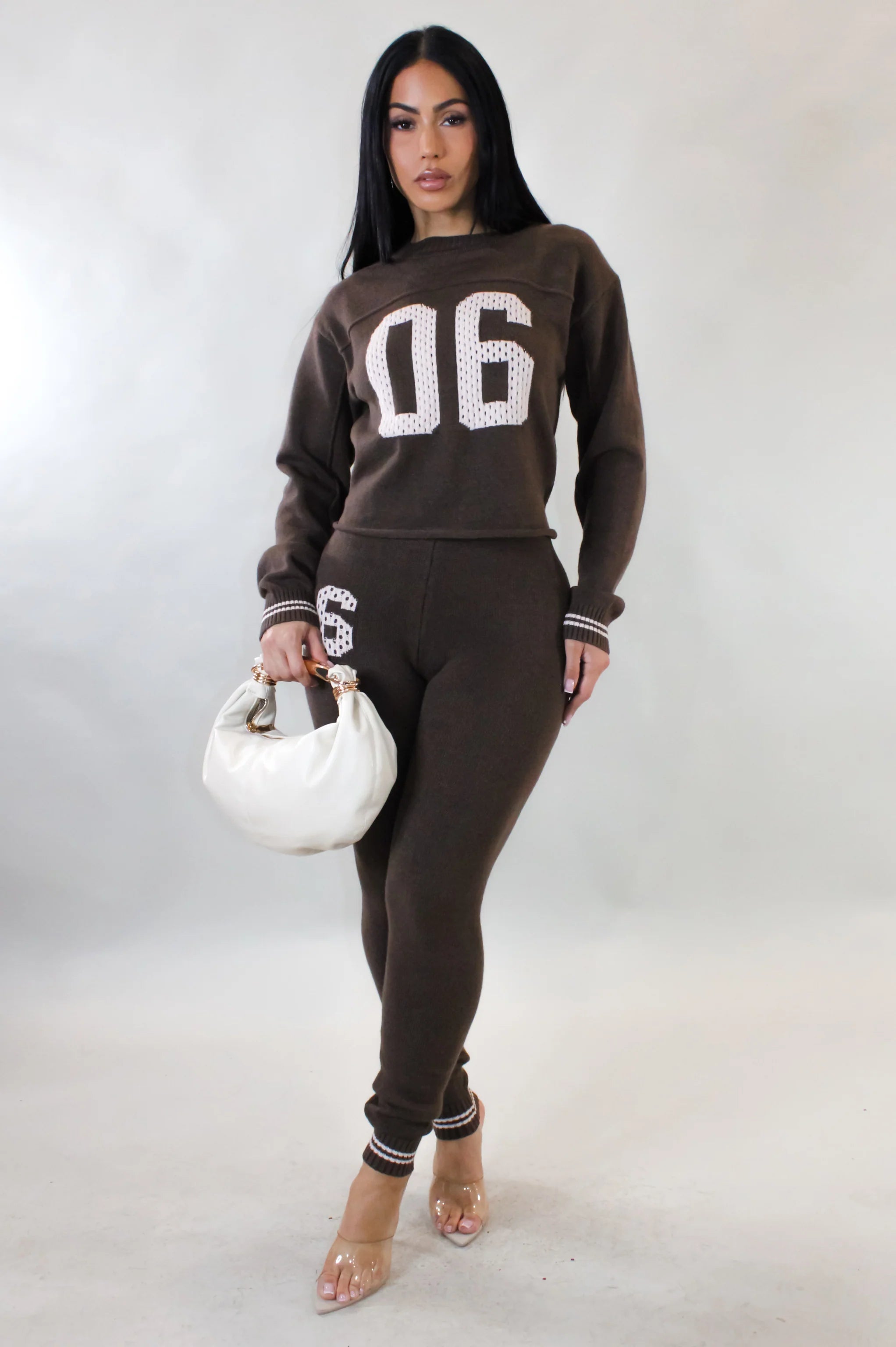 Ensemble pantalon transparent - Marron