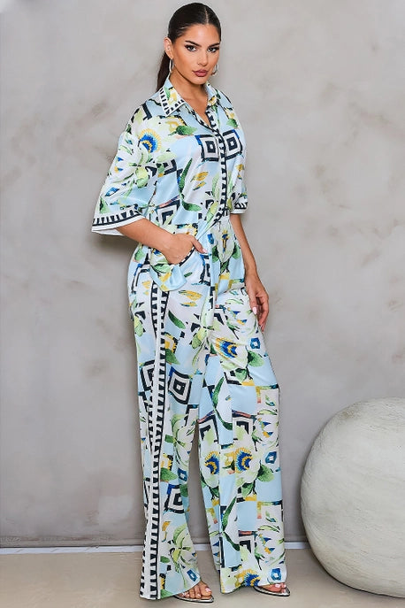 Ensemble chemises en satin et pantalons larges BT6136-SET