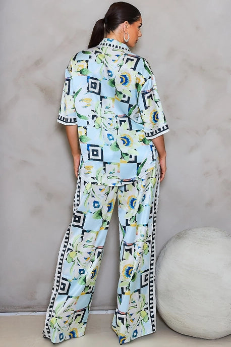 Ensemble chemises en satin et pantalons larges BT6136-SET