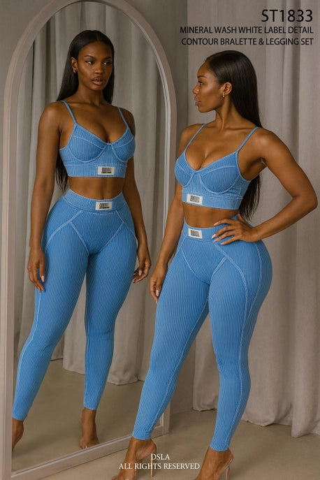 ENSEMBLE BRASSIÈRE CONTOUR ET LEGGING EFFET MINÉRAL LAVÉ