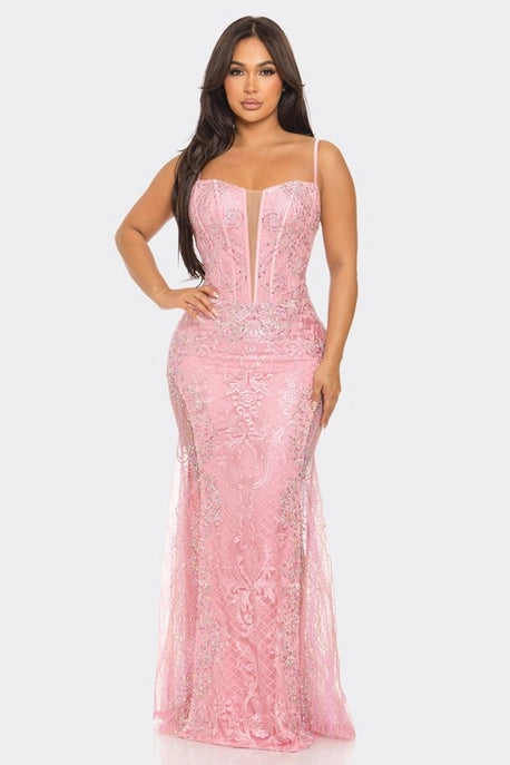 Robe Maxi Brodée avec Strass