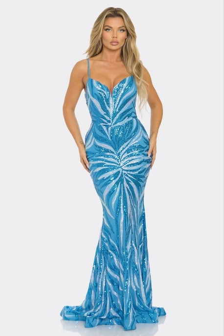 Robe maxi sirène à sequins sans manches