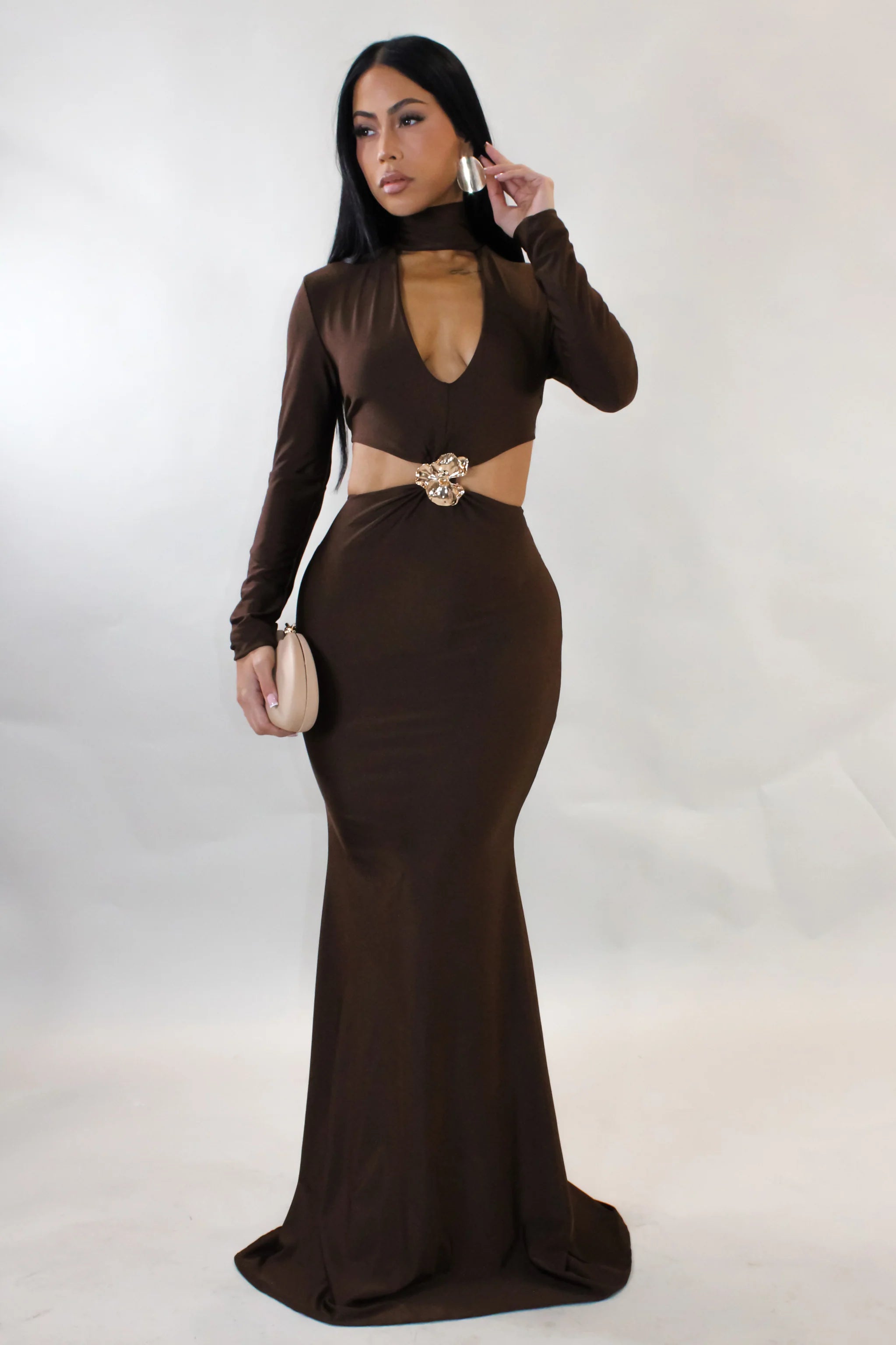 Robe longue Think About Me - Marron