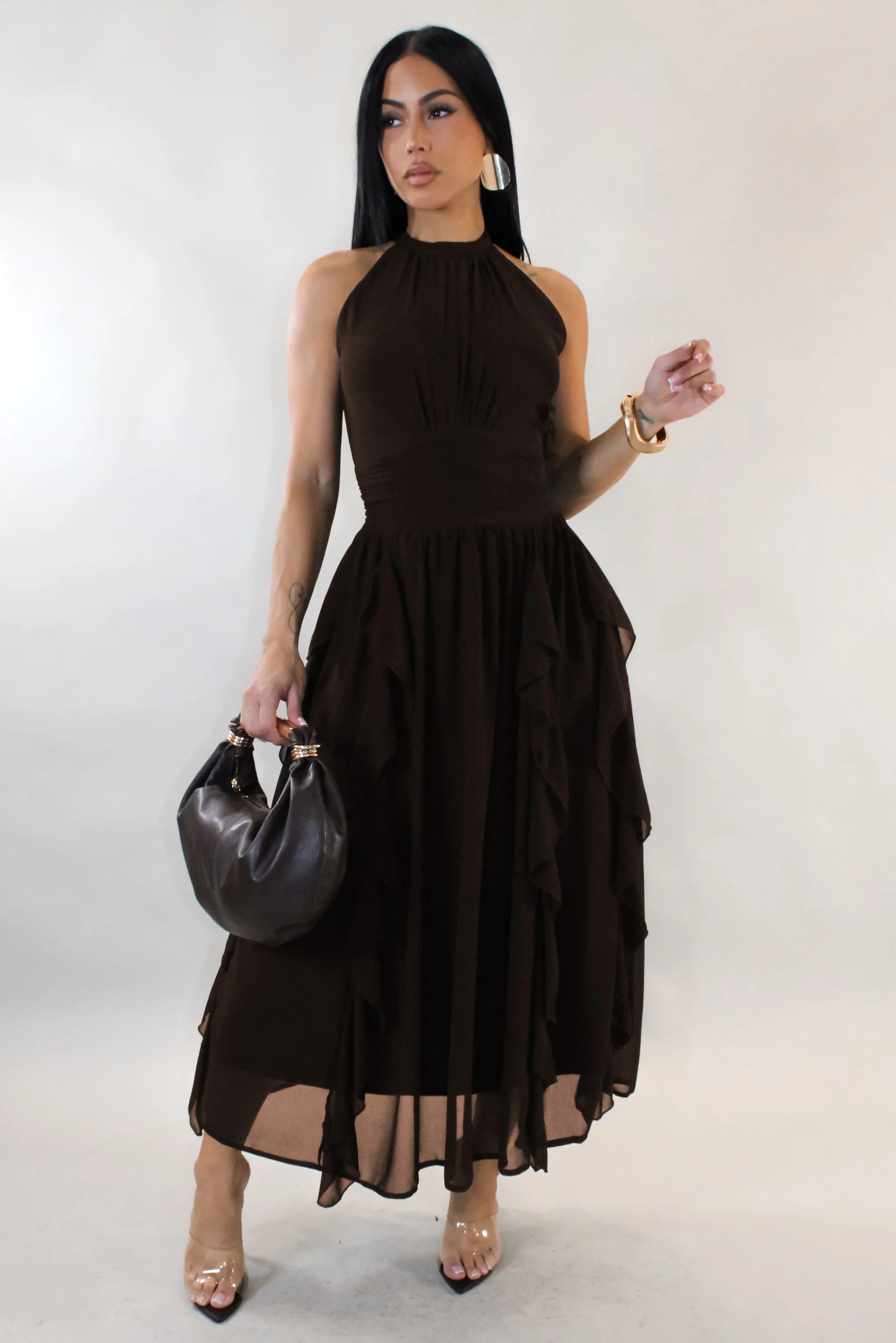 Robe midi The Thrill - Marron