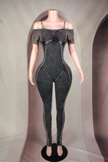 COMBINAISON ÉPAULE DÉNUDÉE À DOUBLE CONTOUR EFFET MINÉRAL