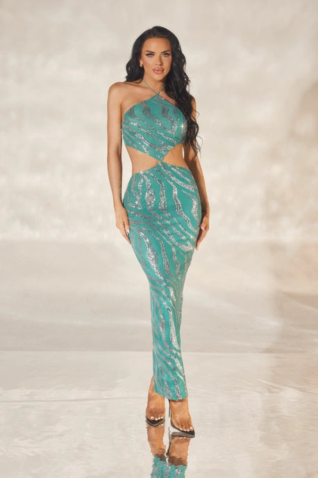 Robe longue à sequins