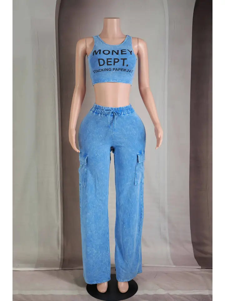 ENSEMBLE DÉBARDEUR ET PANTALON À IMPRIMÉ GRAPHIQUE LAVAGE MINÉRAL
