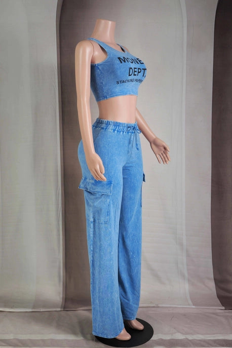 ENSEMBLE DÉBARDEUR ET PANTALON À IMPRIMÉ GRAPHIQUE LAVAGE MINÉRAL