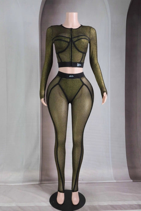 ENSEMBLE MAILLE POPCORN À MANCHES LONGUES ET LEGGING