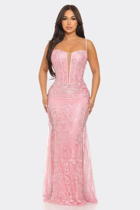 Robe Maxi Brodée avec Strass