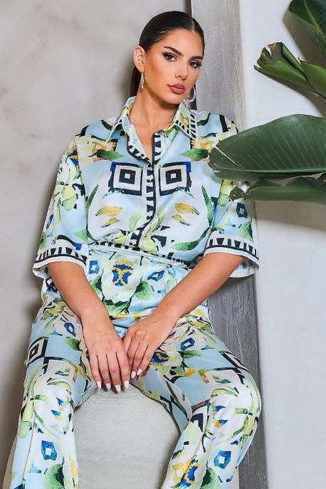 Ensemble chemises en satin et pantalons larges BT6136-SET