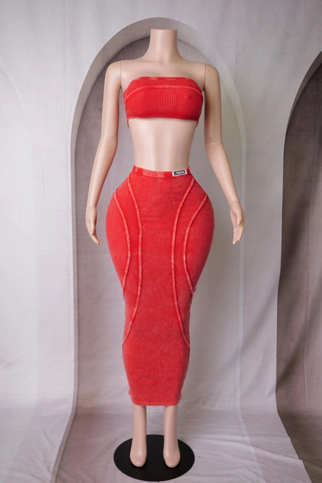 ROBE MAXI BANDEAU PRÈS DU CORPS EFFET MINÉRAL