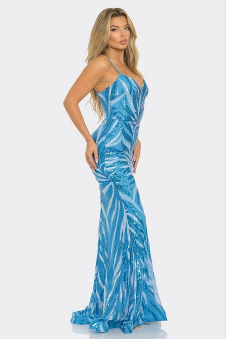 Robe maxi sirène à sequins sans manches
