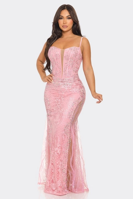 Robe Maxi Brodée avec Strass