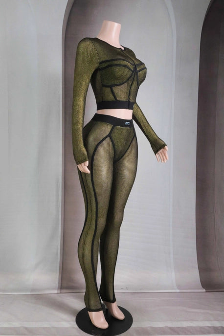 ENSEMBLE MAILLE POPCORN À MANCHES LONGUES ET LEGGING