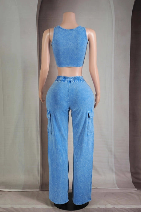 ENSEMBLE DÉBARDEUR ET PANTALON À IMPRIMÉ GRAPHIQUE LAVAGE MINÉRAL
