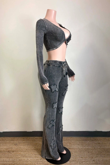 ENSEMBLE HAUT ET PANTALON DÉTAIL CROISÉ LAVAGE MINÉRAL