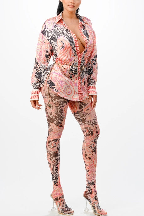Set_Ensemble chemisier et bas en maille pour femme