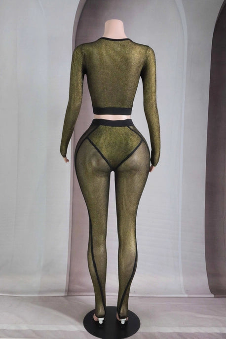 ENSEMBLE MAILLE POPCORN À MANCHES LONGUES ET LEGGING