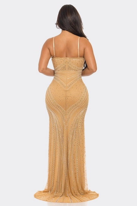 Robe Maxi Découpée avec Strass