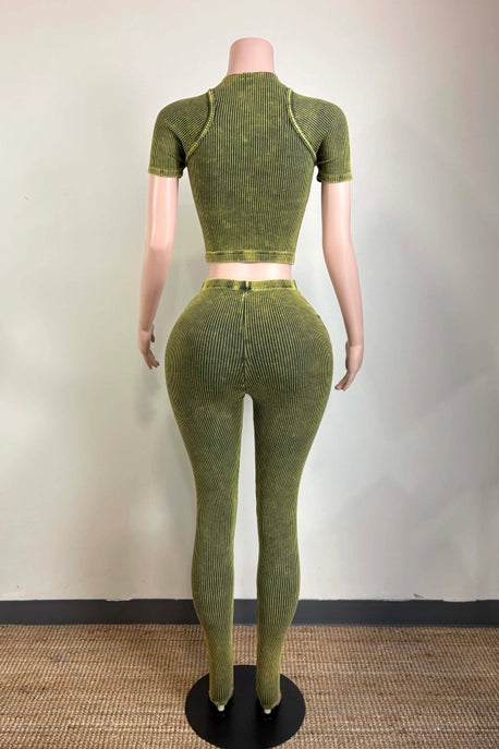 ENSEMBLE HAUT ET LEGGING ÉTIQUETTE SATIN NOIR DÉLAVÉ MINÉRAL