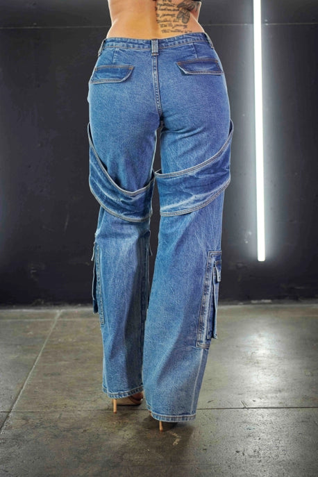 Jeans cargo à jambe droite
