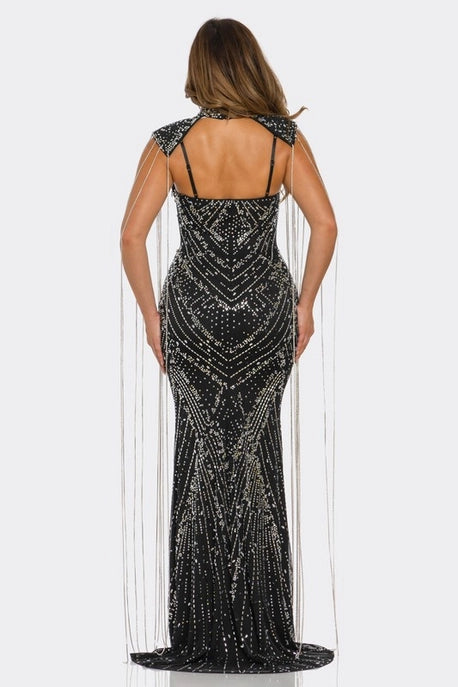 Robe maxi sirène ornée de strass