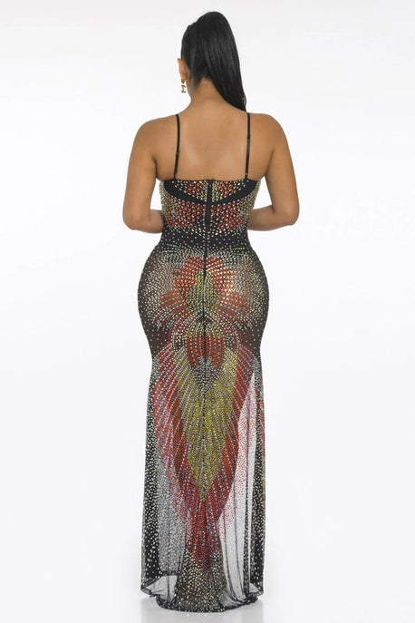 Robe Maxi Multicolore à Strass
