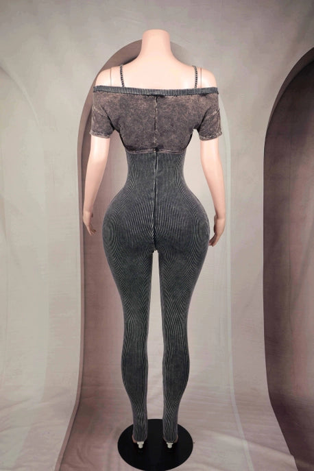 COMBINAISON ÉPAULE DÉNUDÉE À DOUBLE CONTOUR EFFET MINÉRAL