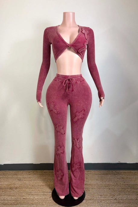 ENSEMBLE HAUT ET PANTALON DÉTAIL CROISÉ LAVAGE MINÉRAL