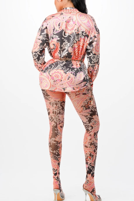 Set_Ensemble chemisier et bas en maille pour femme